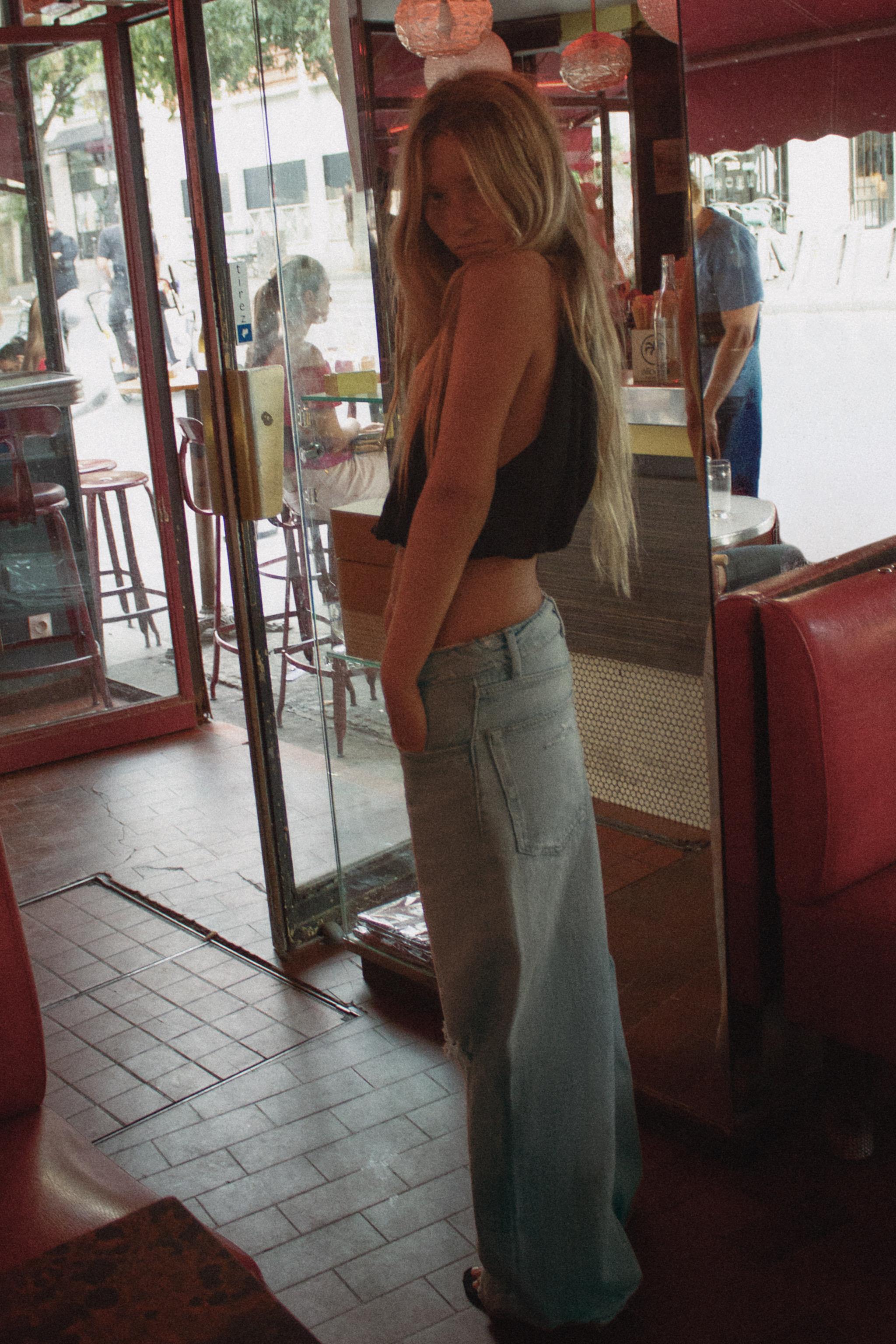 BALLOON HEM SATIN CROP TOP